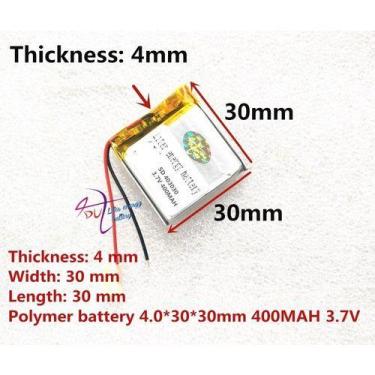 Imagem de Bateria 3,7v 400 Mah 2 Fios Rastreador 4mm X 30mm X 30mm Cr - KMIG