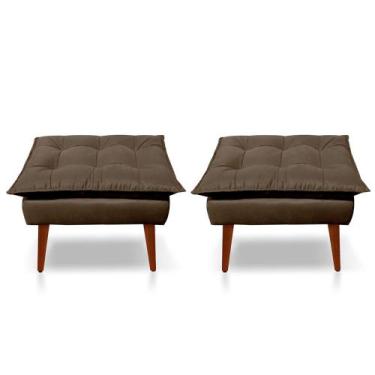 Imagem de Kit 2 Puff Decorativo Opala Pés Palito - Casa da Poltrona, Marrom
