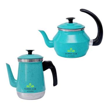 Imagem de Kit Bule Chaleira Com Infusor Cha Cafe Leite Em Alumínio - TERRA LAR, 