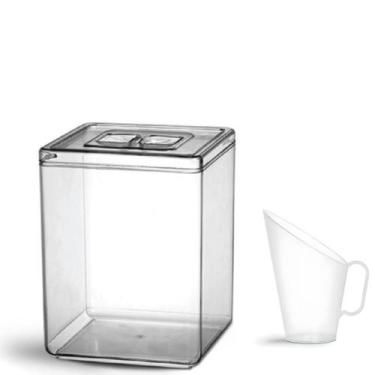 Imagem de Kit 8 Potes 10 Litro Acrílico Quadrado Com Tampa + Concha - LCR