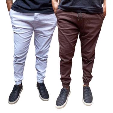 Imagem de Kit 2 calças jogger masculino sarja e jeans com elastano produto a pro