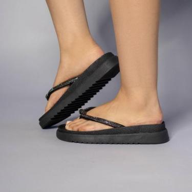 Imagem de Chinelo Plataforma Alta Feminino Brilhante Conforto Dia a Dia - Portga