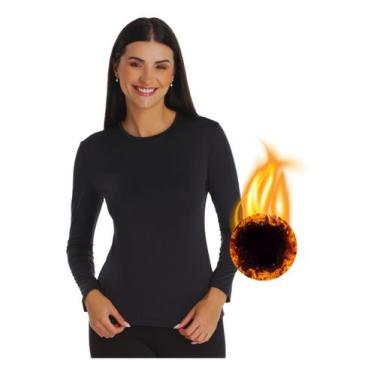 Imagem de Camisa Termica Feminina Manga Longa Forrada Flanelada Frio - Stuff, Pr