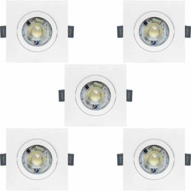 Imagem de KIT 5 SPOT LED QUADRADO DIRECIONAVEL EMBUTIR 7W BRANCO FRIO 6500k BIVO