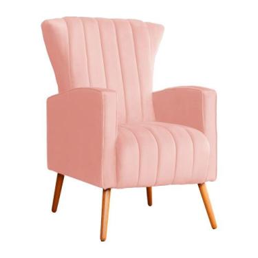 Imagem de Poltrona Decorativa Para Sala Melinda Veludo Rosa - FM - Fina Mobília