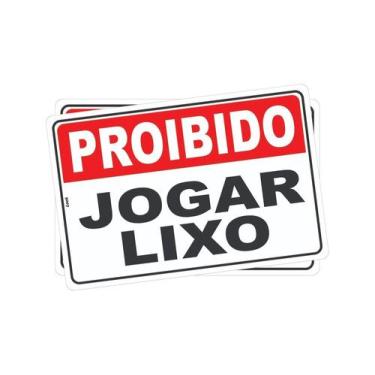 Imagem de  Kit com 2 Placas de Sinalização - Aviso: Proibido Jogar Lixo e Entulh