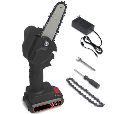 Imagem de Mini Serra Eletrica Motoserra Sem fio Portatil 24V de Mao Corta Madeir