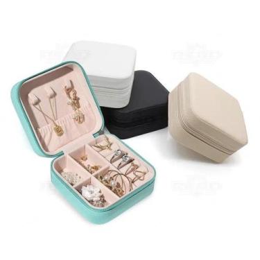 Imagem de Mini Porta Jóias Maleta 14 Compartimentos Aveludado -Cores - Sweet Hom