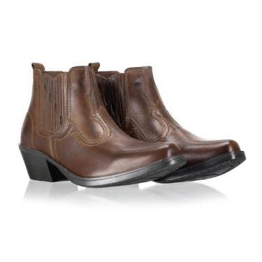 Imagem de Bota Country Masculina Couro Cano Alto Trabalho Passeio - OMEGA, Marro