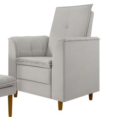 Imagem de Poltrona Decorativa Estofada Confortável Sala Miley Linho