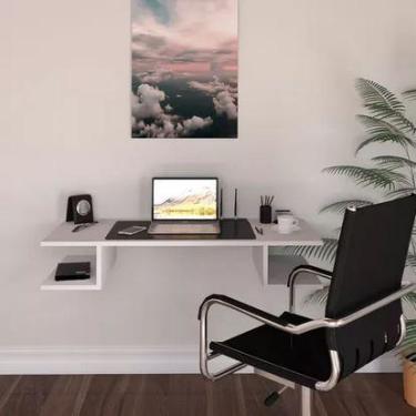 Imagem de Escrivaninha Suspensa Branca Quarto Home Office Estudos - Compmovel