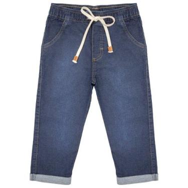 Imagem de Calça Infantil Look Jeans Moletom Jeans, Azul, GG