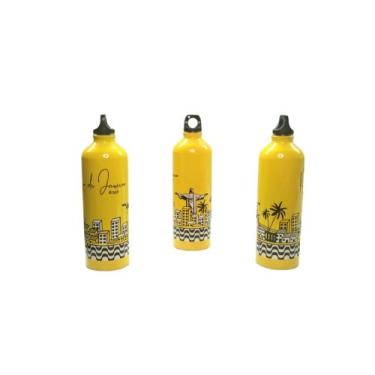 Imagem de Garrafa Squeeze Aluminio Lembrança Rio De Janeiro Cristo - CRB, Amarel