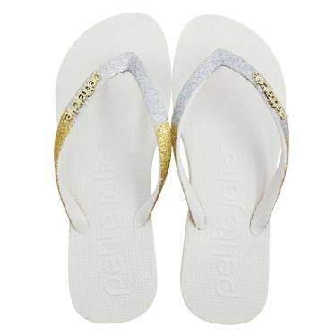 Imagem de Chinelo de Dedo Feminino Casual Dia a Dia Praia Passeio com Glitter J-Lastic Petite Jolie Pj7298