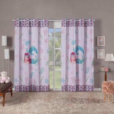 Imagem de Cortina Infantil Sereia Para Quarto 3.00X2,20 Estampada - Moro Confecç