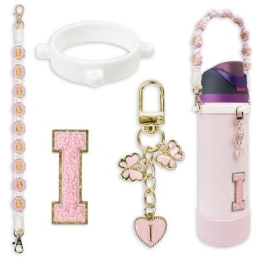 Imagem de Conjunto de pingentes de letras fofas compatível com garrafa de água Owala 680 g, 946 ml, 1,134 g, copo de café Owala Kids, Owala FreeSip – Inclui alça de alça, para acessórios Owala & Stanley Cup