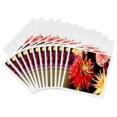 Imagem de 3dRose Cartões comemorativos - Zínnias florais brilhantes coloridas - 15,24 x 15,24 cm, conjunto de 12 (gc_284607_2)