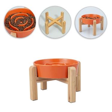 Imagem de Tigela de alimentação lenta elevada para cães – Tigela elevada de cerâmica para cães com suporte antiderrapante – Tigela de alimentação divertida para cães – Tigela de alimentação pesada para cães –