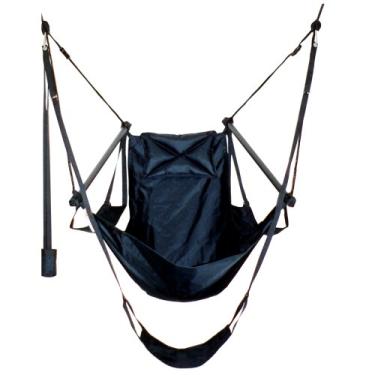 Imagem de Green Eggs and Redmocks Con2our Cadeira de rede de ponto duplo com apoio de pé ajustável, apoio de braço, almofada e suporte de bebida, preta