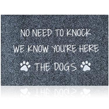 Imagem de Capacho divertido de boas-vindas tapete de borracha para porta da frente, entrada interna e externa, tapetes de porta duráveis fora da entrada, não bata sabemos que você está aqui 45 x 71 cm