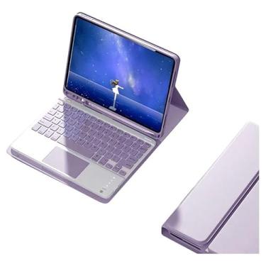 Imagem de Capa Para Tablet Com Teclado Bluetooth Para Samsung Tab S7 Plus/S7 FE/S8 Plus 12,4 Polegadas (Roxo, Teclado de toque)