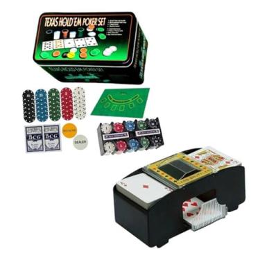 Imagem de Maleta Jogo De Poker Completa + Embaralhador De Cartas