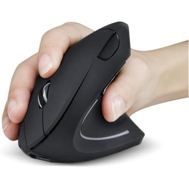 Imagem de Mouse Vertical Sem Fio (Wireless e Bluetooth) 2400dpi Ka-6660 | Design Ergonômico, Alta Precisão, Recarregável e Botões Programáveis | Compatível com Laptops, Tablets e Smartphones - Preto