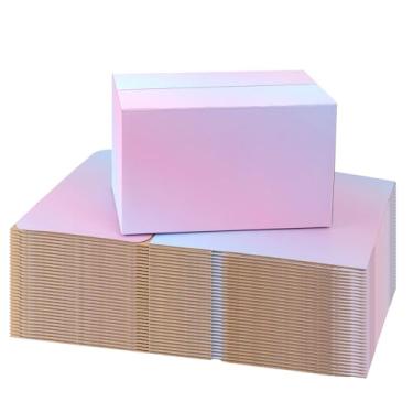 Imagem de OUGEBOX 30 pacotes de caixas de transporte 10x7x6 para pequenas empresas, caixas coloridas de pacote postal médio, caixas de papelão ondulado para envio de correspondência