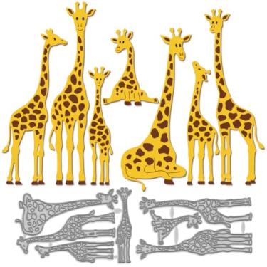 Imagem de MAYJOYDIY 7 estilos engraçados de girafa, corte de metal, zoológico, girafa, estampado, moldes de corte, de aço carbono, para scrapbooking, festa, álbum de fotos, faça você mesmo, cartão de papel,