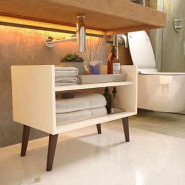 Imagem de Gabinete Armário Mesinha Multiuso Organizador de Ambiente para Banheiro Decoração Retrô Grécia (Offwhite)