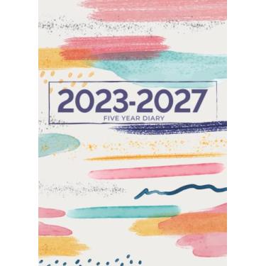 Imagem de 5 Year Diary 2023-2027 | A4 Abstract Watercolour: Month to View Planner with UK Holidays, Vision Board, Moon Phases, Birthdays and Celebrations