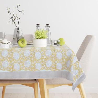 Imagem de Trade Star Linda toalha de mesa decorativa para sala de jantar, 100% algodão, design perfeito, capa de qualidade superior para decoração de casamento (padrão 1, 152 x 152 cm)