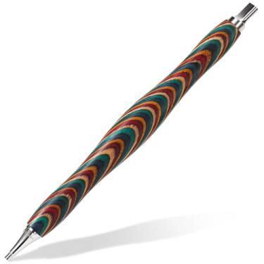 Imagem de Cateared Caneta de pintura de diamante de madeira arco-íris com pontas de metal, ferramentas de pintura de diamante, acessórios de design ergonômico, caneta de perfuração premium 5D Diamond Art Pen