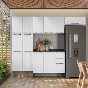 Imagem de Cozinha Compacta em Aço 4 Peças 13 Portas 2 Gavetas Branco Neve