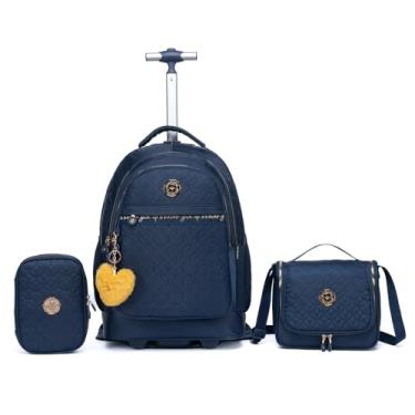 Imagem de Kit Juvenil Escolar Mochila de Rodinha Estojo Lancheira Espaçosa e Reforçada