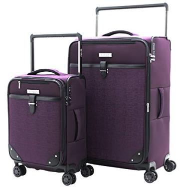 Imagem de M&A Mala com rodinhas largas Encore com trava TSA, Roxa, 2-Piece Set (20/28), Bagagem giratória com rodinhas larga Encore com trava TSA