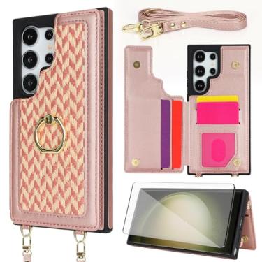 Imagem de Asuwish Capa de celular para Samsung Galaxy S23 Ultra 5G carteira celular com protetor de tela suporte suporte para cartão de crédito alça de ombro transversal S23Ultra 23S S 23 23Ultra 17.3 cm