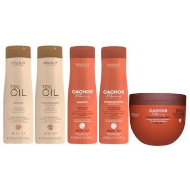 Imagem de Kit Arvensis Tec Oil Cachos Naturais Shampoo Cond Masc 2x1
