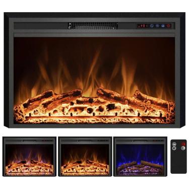 Imagem de Lareira Elétrica de Embutir A69x101L cm com Controle Remoto, Cores de Chama Ajustáveis, Temporizador e Proteção Contra Superaquecimento,