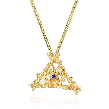 Imagem de BENEIGE Colar de olho turco banhado a ouro 14 K bonito delicado zircônia cúbica colorido olho hamsa pingente gargantilha artesanal diário joias minimalistas para mulheres.., medim, Banhado a ouro, Zircônia cúbica