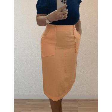 Imagem de Saia midi social feminina viscose sensorial premiun luxo com bolso est