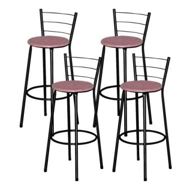 Imagem de Jogo 4 Banqueta Alta Ratan Preta Retro - Lamar Design, Terracota