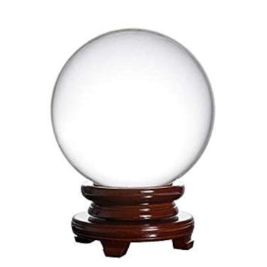 Imagem de LONGWIN Bola de cristal enorme de 250 mm (9,8 polegadas) Feng Shui esfera esférica com suporte de madeira grátis