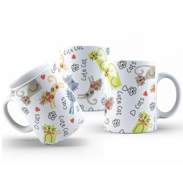 Imagem de Caneca Cerâmica Branca 325ml  Animais Estimação Pet - Mecolour