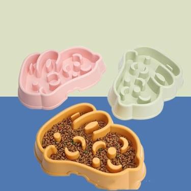 Imagem de Comedouro Educativo Lento Interativo Para Cachorro Cães Comilão Pet Amarelo