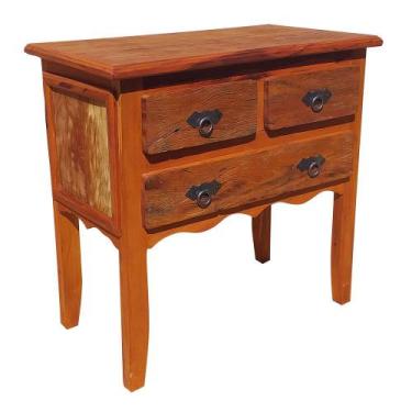 Imagem de Mesa de Cabeceira 70x38x70cm MIni Comoda 3 Gavetas Madeira de Demoliçã