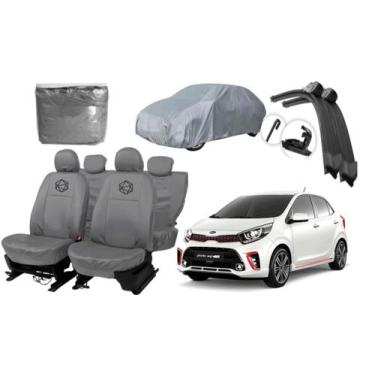 Imagem de Conjunto de Capa Picanto 2006 a 2019 Couro Cinza + Capa de Cobrir - fe