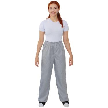 Imagem de Calça cozinheiro cozinheira xadrez pied poule com elástico