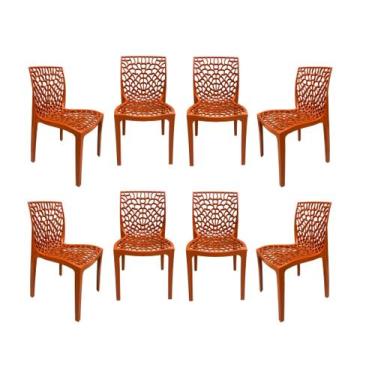Imagem de Kit 8 Cadeiras Gruvyer Terracota Doceria Cafeteria Restaurante Sala de