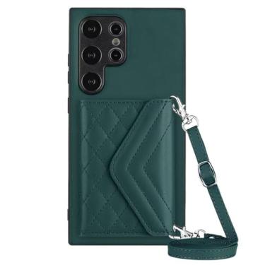 Imagem de Carteira Crossbody com porta-cartão, capa de couro para Samsung Galaxy S23 FE S24 S22 Ultra Plus A54 A34 A05S A15 A14 A24, verde, para Galaxy A24 (4G)